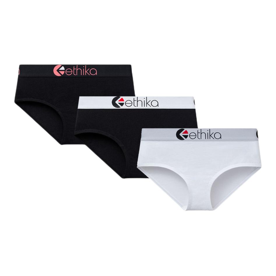 推荐商品：Ethika 2026SS 极夜黑系列美式抗菌女士内裤 ASKWS0035 极昼白+熊猫黑+海豹黑/3条装