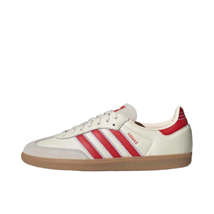 推荐商品：adidas Originals Samba OG T头鞋 板鞋 经典复古舒适百搭耐磨合成革圆头薄底贴合 米色/深红色