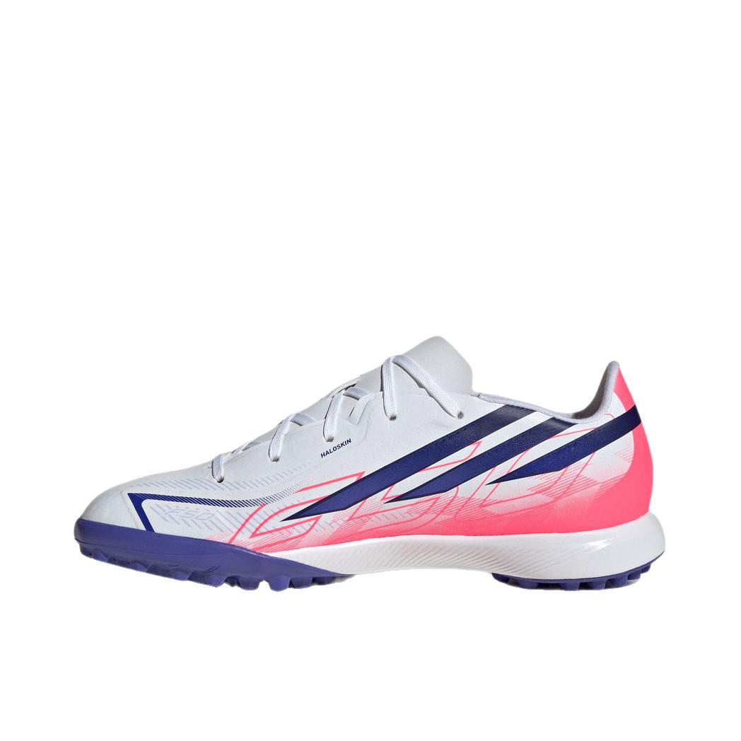推荐商品：adidas F50 HYPERFAST LEAGUE TF 足球鞋 碎钉室外硬底耐磨透气 大童/白色/太阳能紫/红色