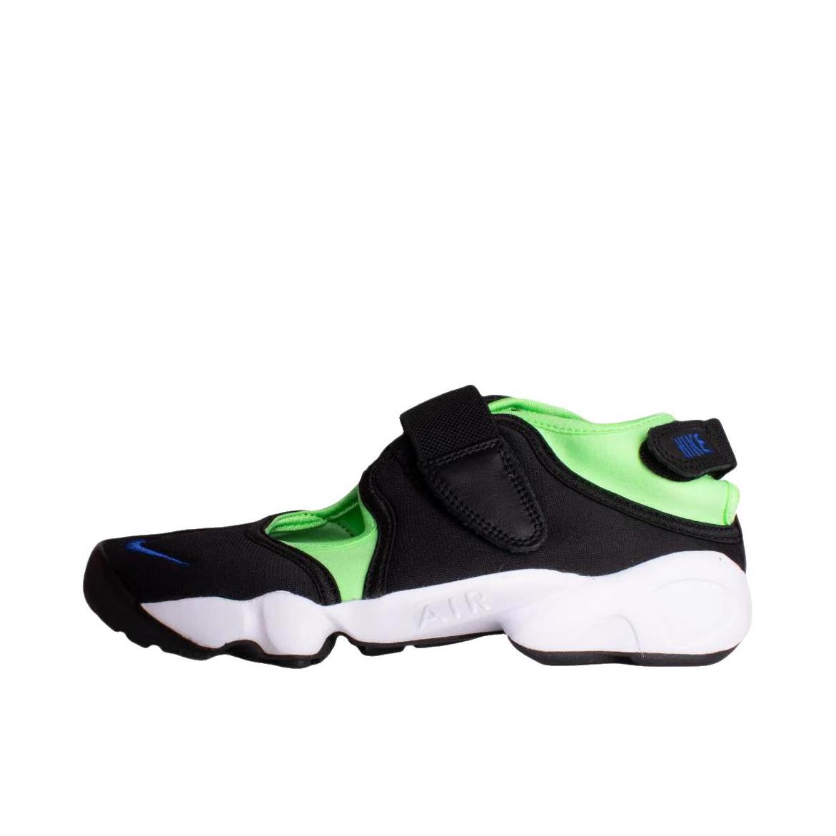 推荐商品：Nike Air Rift 分趾 防滑耐磨 缓震回弹 网面透气 舒适轻便 沙滩 魔术贴 百搭 运动休闲鞋 黑色/绿色