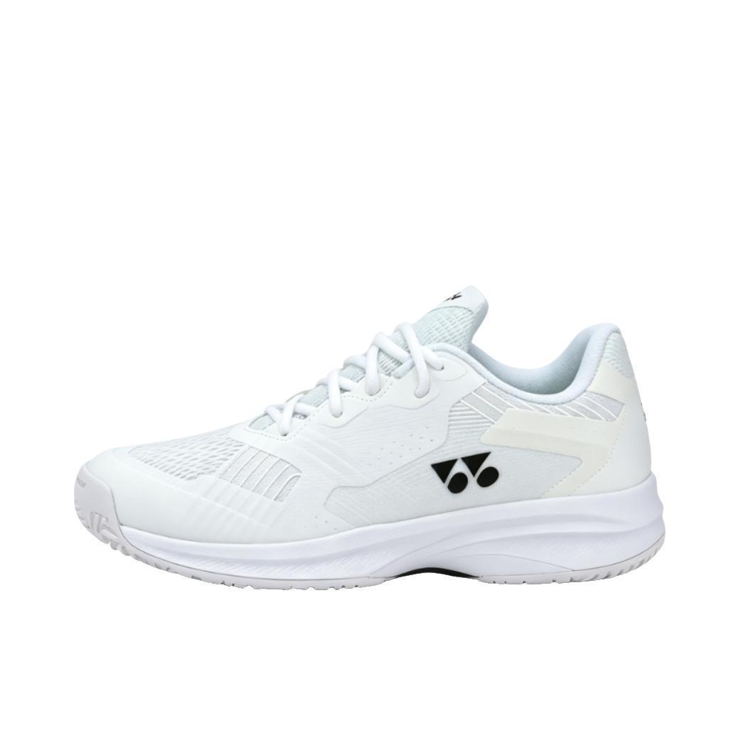推荐商品：YONEX/尤尼克斯 Power Cushion SONICAGE 网球鞋 系带缓震防滑训练比赛透气织物人造革 宽版/白色