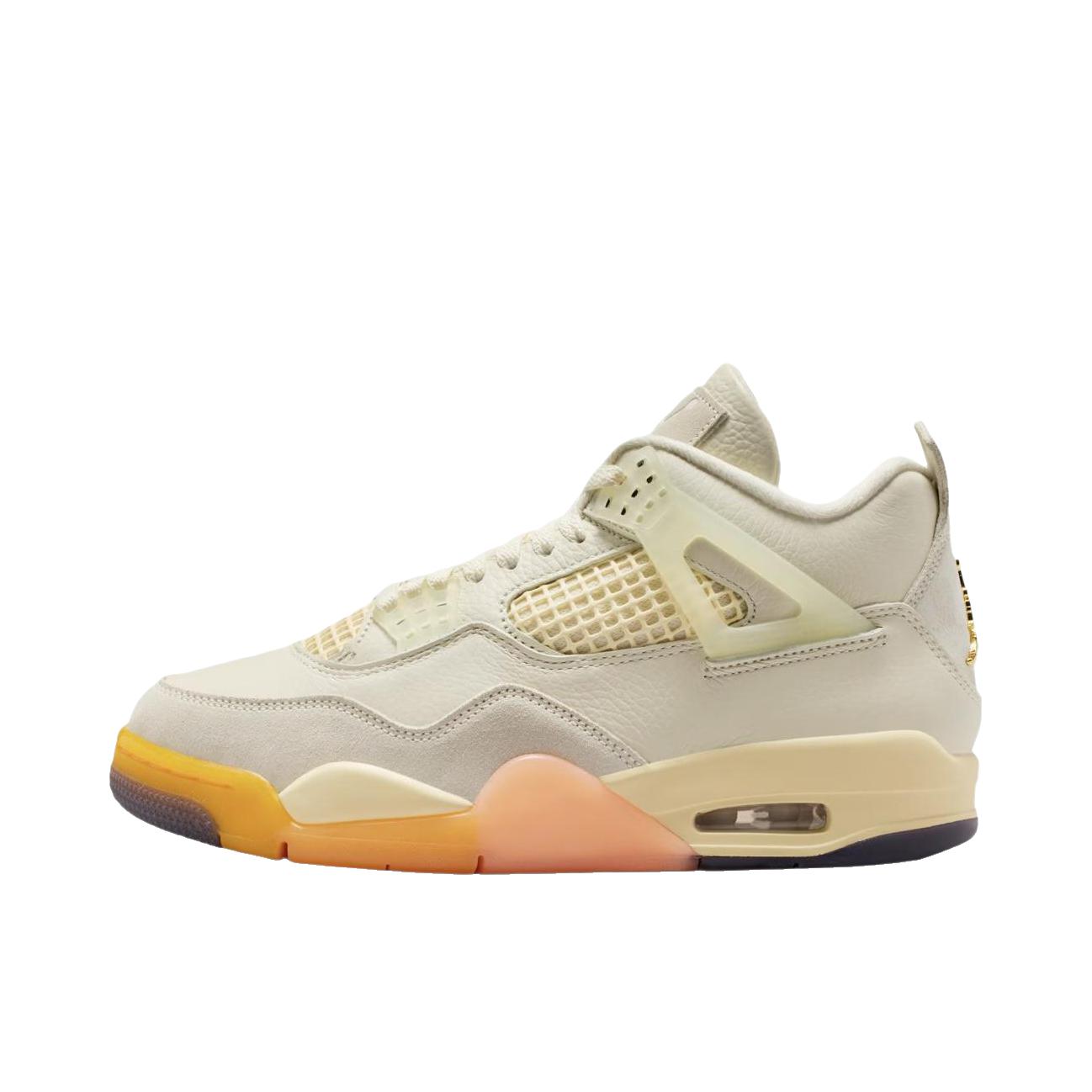 推荐商品：Air Jordan 4 运动休闲鞋 舒适缓震防滑耐磨复古简约时尚百搭支撑织物合成革轻质 米色/橙色