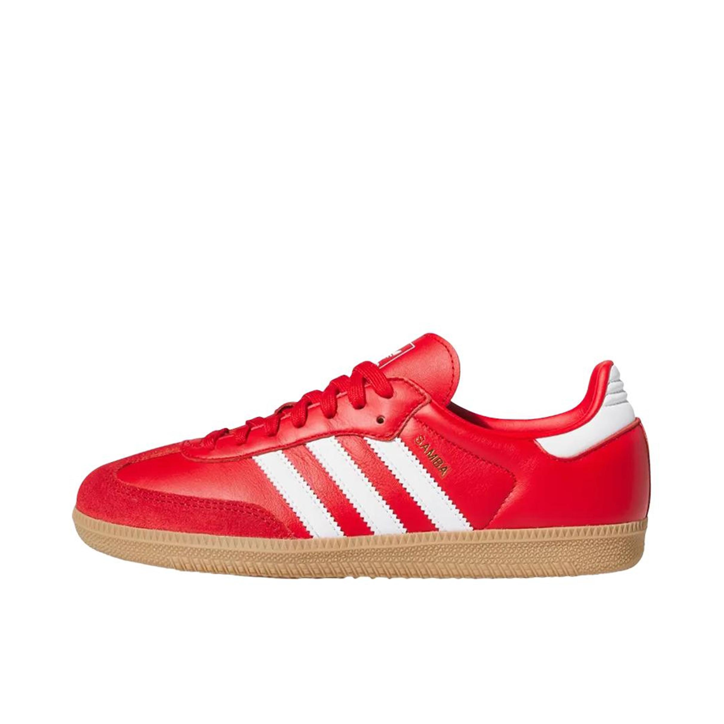 推荐商品：adidas Originals Samba OG T头鞋 板鞋 经典复古舒适百搭耐磨合成革圆头薄底贴合 低帮/女款/红色 