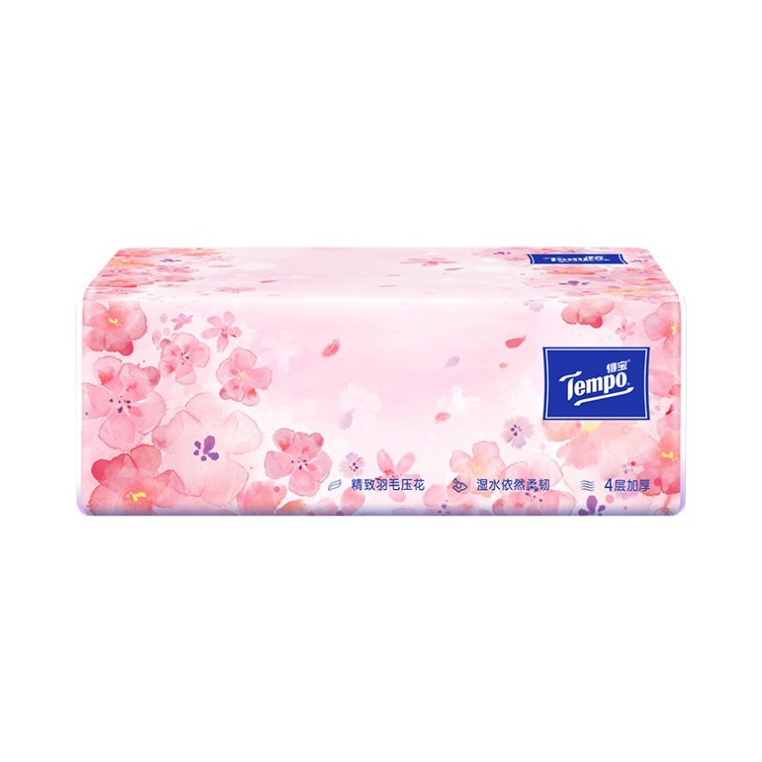 Tempo/得宝 樱花系列 樱花香 4层 160mm×195mm 软抽纸 90抽/包