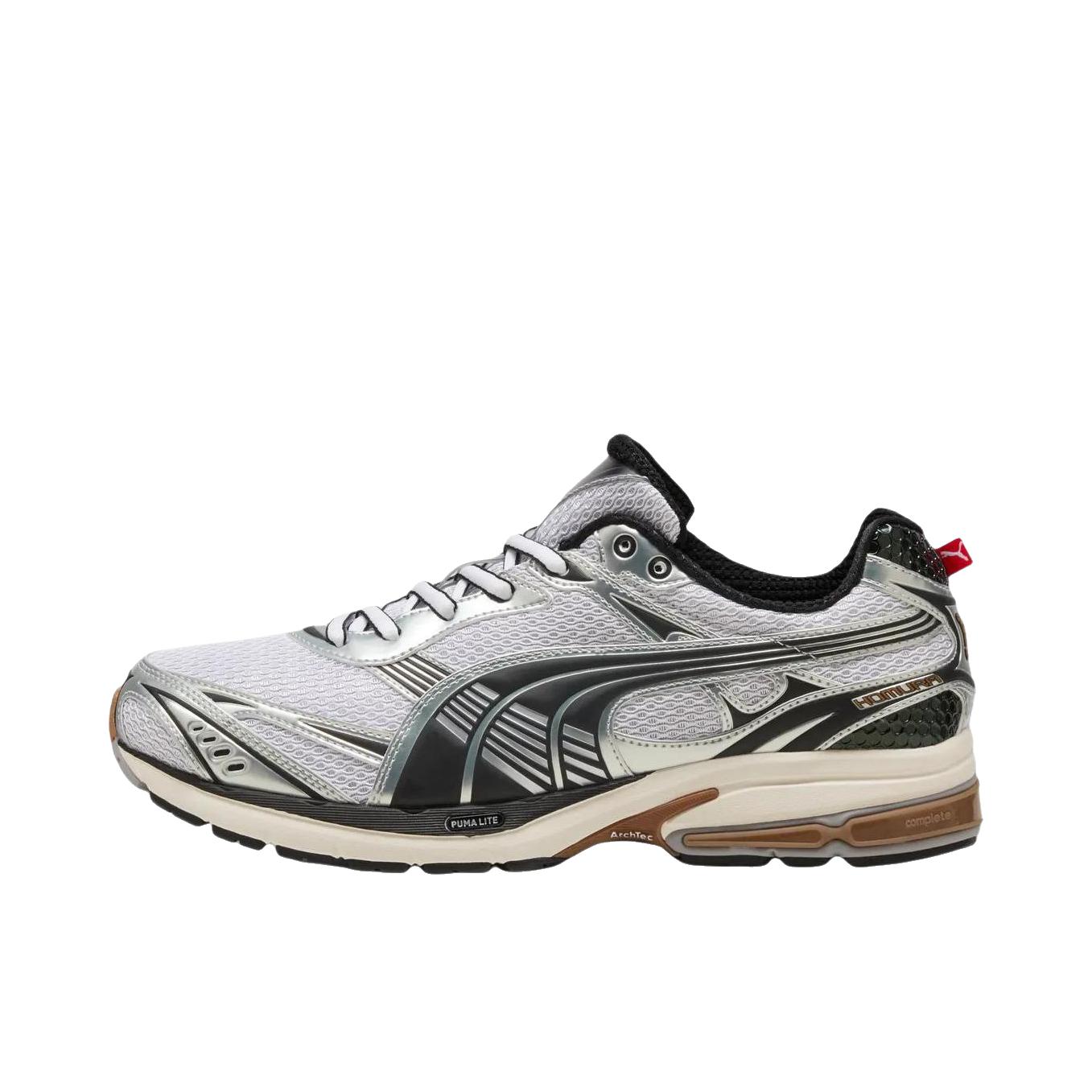 推荐商品：Puma/彪马 HOMURAOG+ 运动休闲鞋 复古透气网眼系带 哑光银/黑色