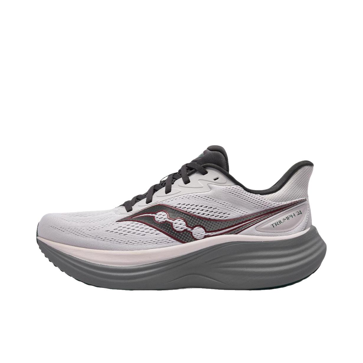 推荐商品：Saucony/索康尼 TRIUMPH 胜利 24 跑鞋 柔软透气圆头厚底 灰色