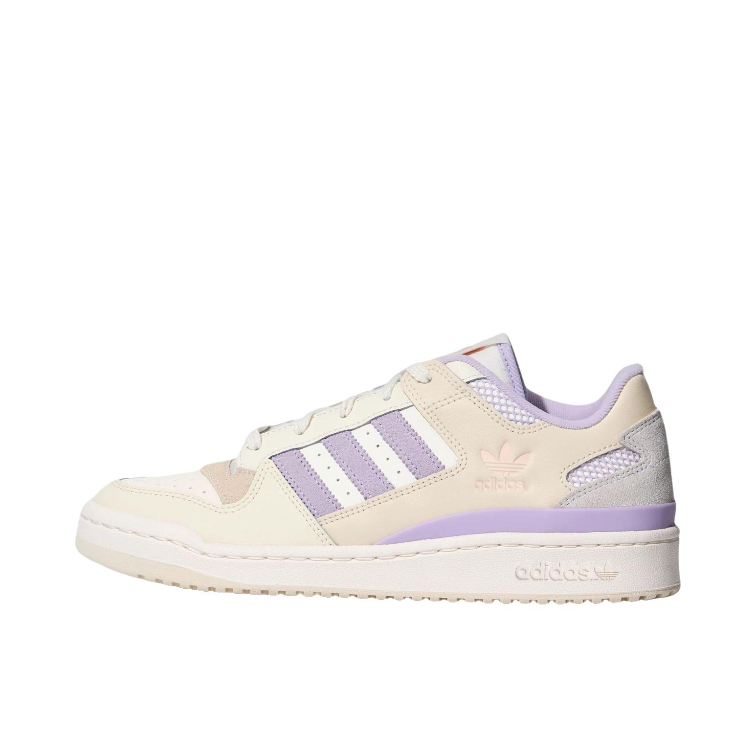 推荐商品：adidas Originals Forum 板鞋 轻便复古防滑时尚魔术贴篮球风薄底包裹性 汉玉白/浅紫色/奇妙白