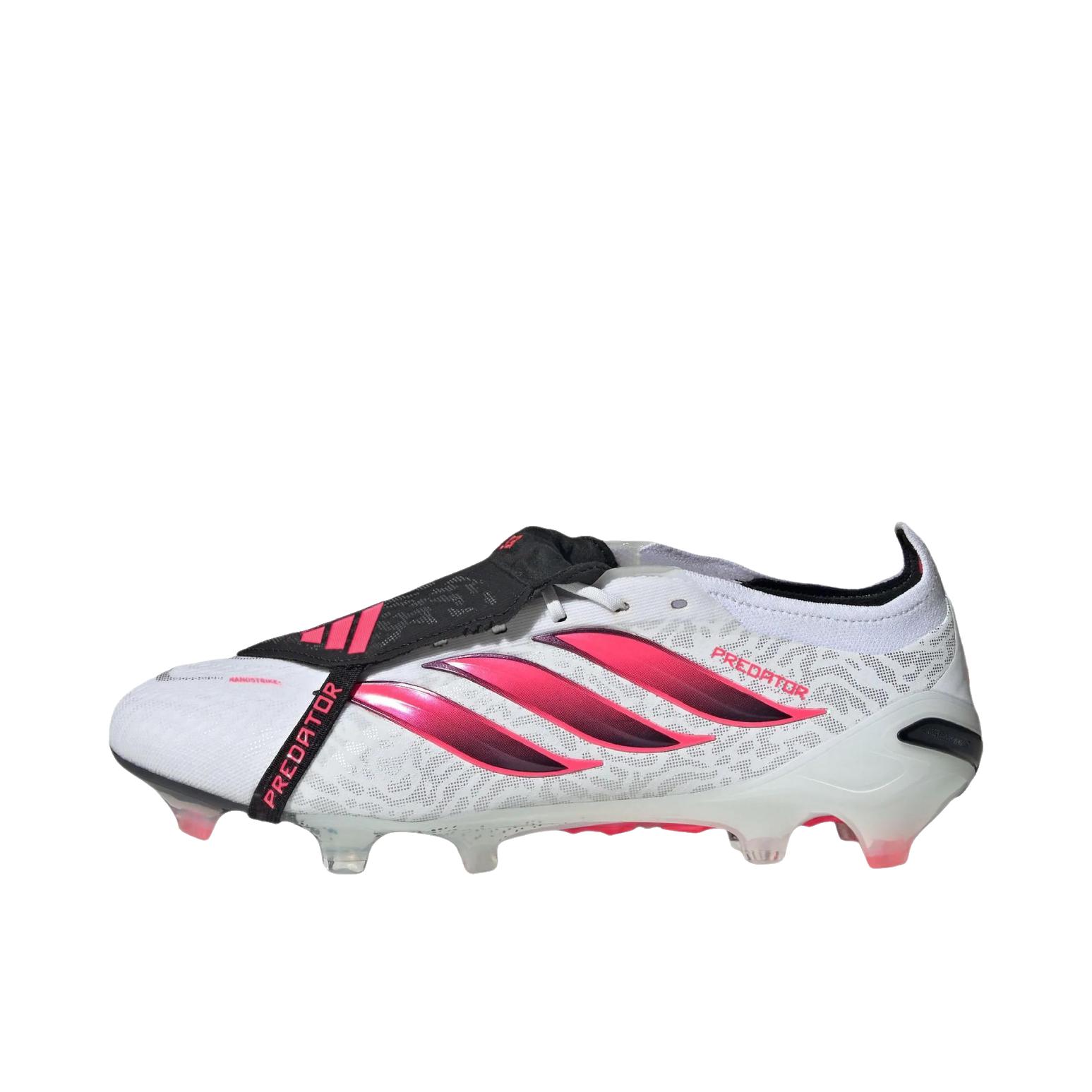 推荐商品：adidas Predator Elite FT FG 猎鹰25 足球鞋 顶级胶质长钉硬天然草场耐用支撑 白色/漩涡荧光红/黑色
