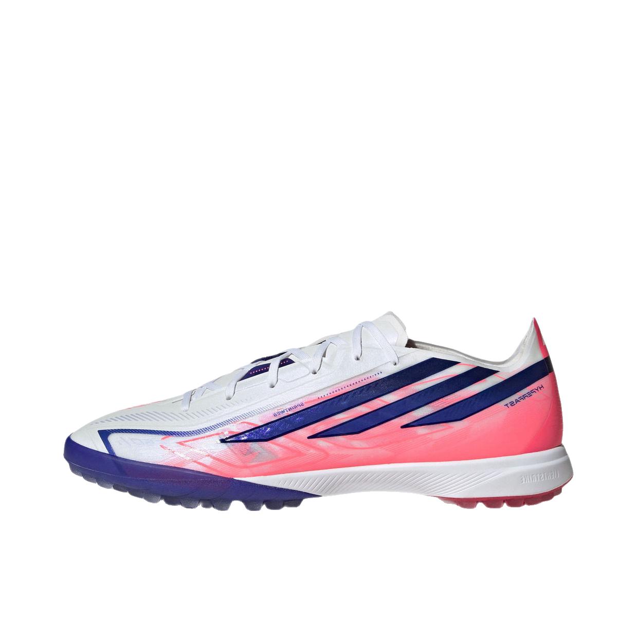 推荐商品：adidas F50 HYPERFAST PRO TF 足球鞋 胶质碎钉人造草地 白色/太阳能紫/漩涡荧光红 