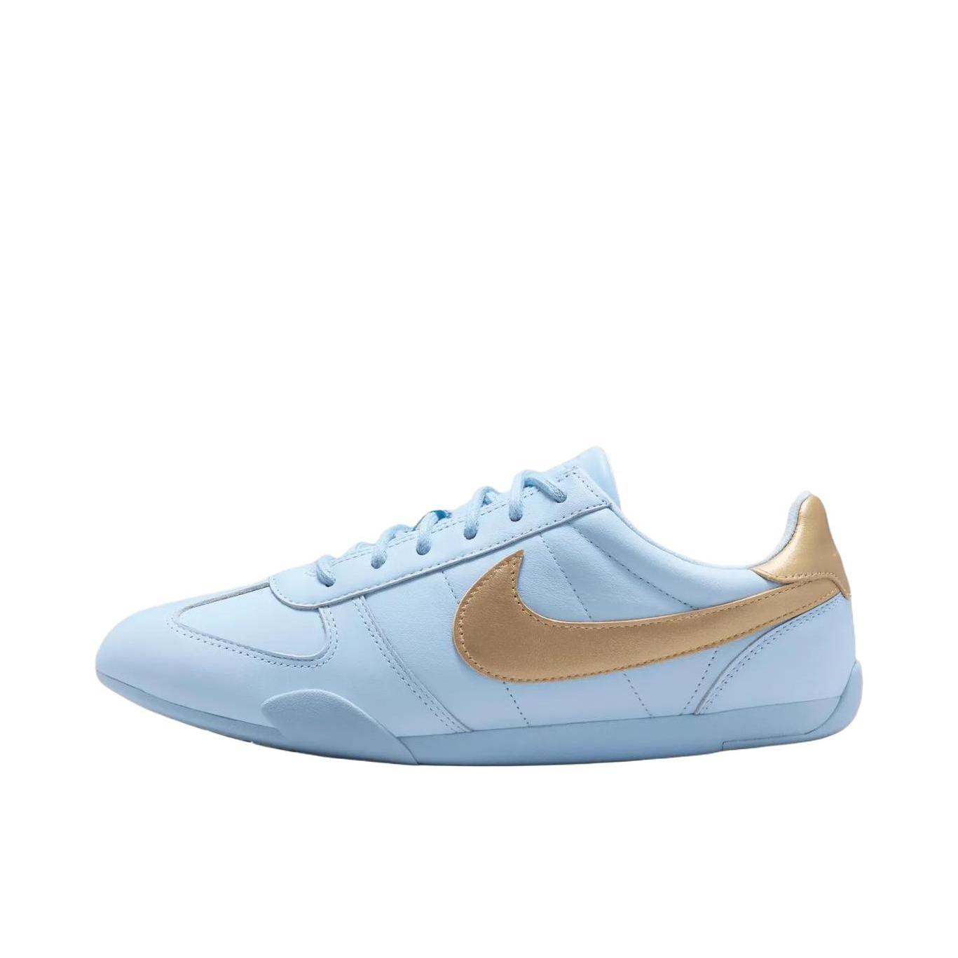 推荐商品：Nike Sprint Sister 运动休闲鞋 系带平跟圆头薄底复古芭蕾风 低帮/蓝色/金色