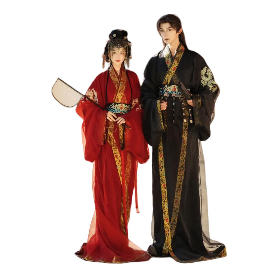 推荐商品：汉虞葵 魏晋风交领加厚汉服 10205869023220 红/拖地款