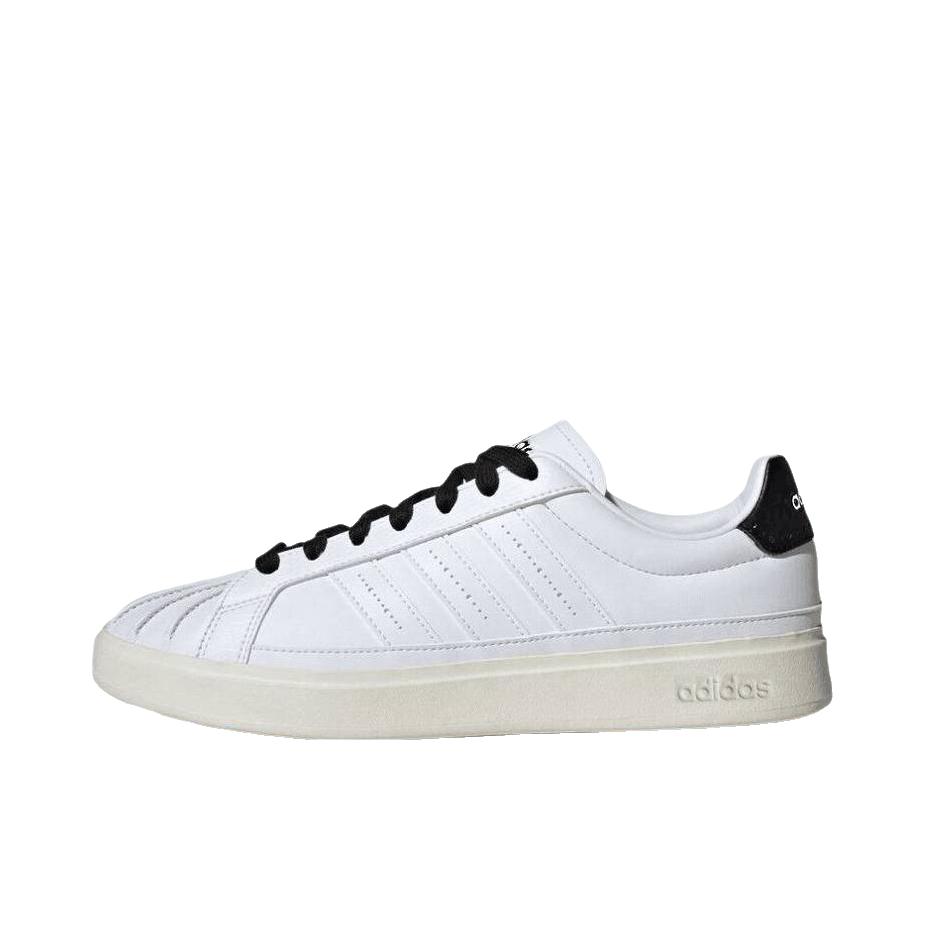 推荐商品：adidas STREETTALK 板鞋 休闲运动舒适合成革贴合圆头 黑色/帆白色