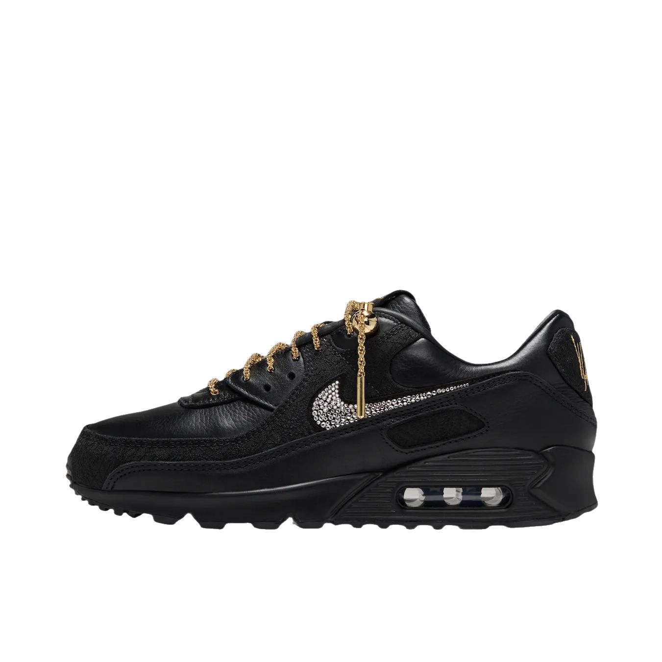 推荐商品：Nike Air Max 90 Ultra 跑鞋 气垫缓震防滑耐磨舒适轻便百搭简约运动网布低帮贴合 Victor Solomon联名/黑色/金属金