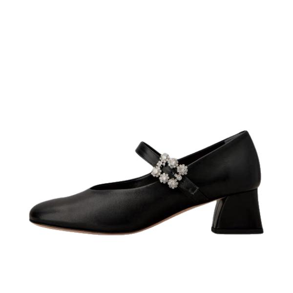 推荐商品：ROGER VIVIER/罗杰维维亚 Efflorescence 高跟鞋 皮革玛丽珍优雅 黑色