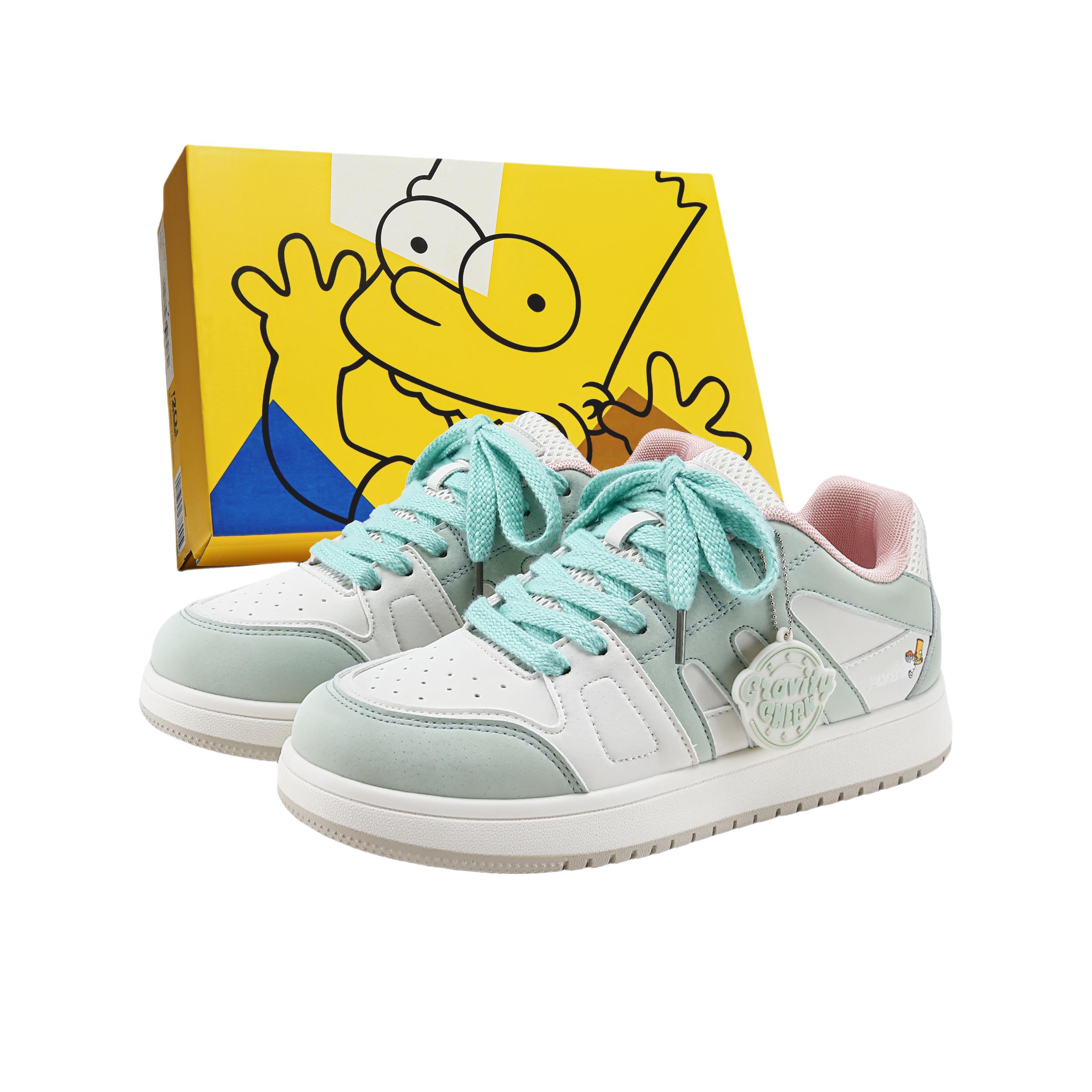 推荐商品：The Simpsons/辛普森一家 空军一号 板鞋 支撑皮革街头运动风防水包裹性增高 国内/亚太版本/礼盒款/白色/绿色