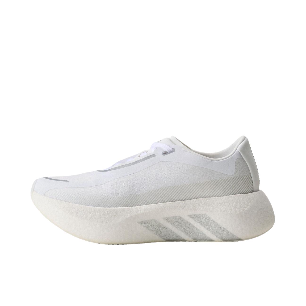 推荐商品：adidas Hyperboost Edge 跑鞋 系带圆头厚底贴合 女款/白色/金属银/白金属