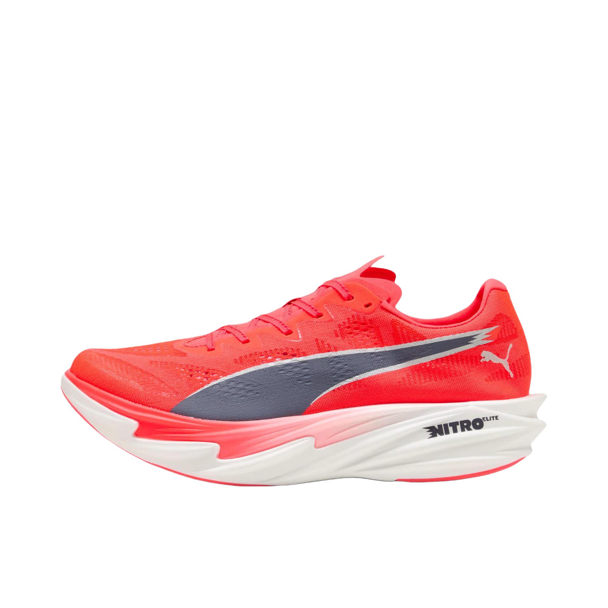 推荐商品：Puma/彪马 deviate nitro Elite 4 跑鞋 舒适时尚轻便防滑回弹贴合长距离竞速比赛 红色/灰色