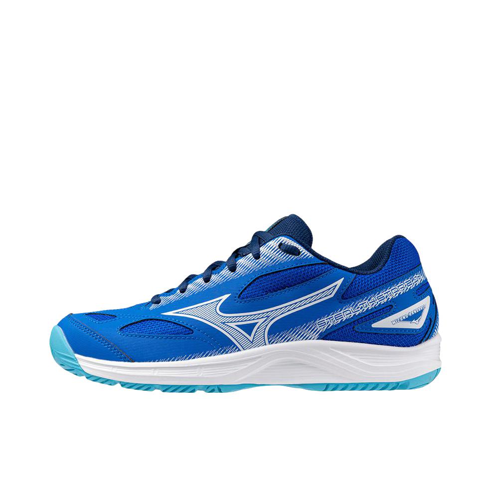 推荐商品：Mizuno/美津浓 SKY BLASTER 3 减震 防滑 低帮 厚底 圆头 羽毛球鞋 大童/蓝色