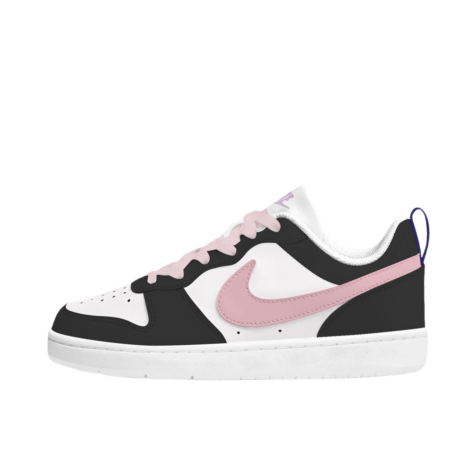 推荐商品：【定制球鞋】 Nike Court Borough 板鞋 防滑防水轻便减震手绘减龄做旧甜酷高街合成革甜妹包裹性复古婚鞋增高小白鞋薄底秋冬脏脏鞋 女款/霉霉黑粉