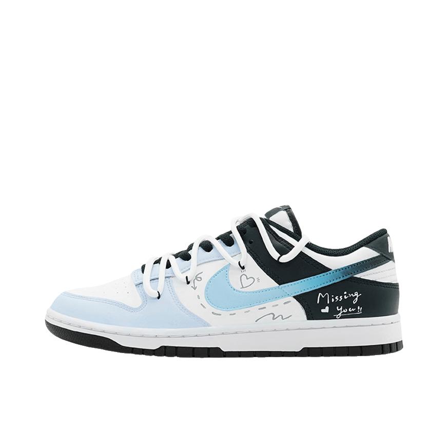 推荐商品：【定制球鞋】 Nike Dunk 板鞋 平跟系带防滑耐磨做旧高街简约百搭潮流复古美式 女款/蓝颜佳人