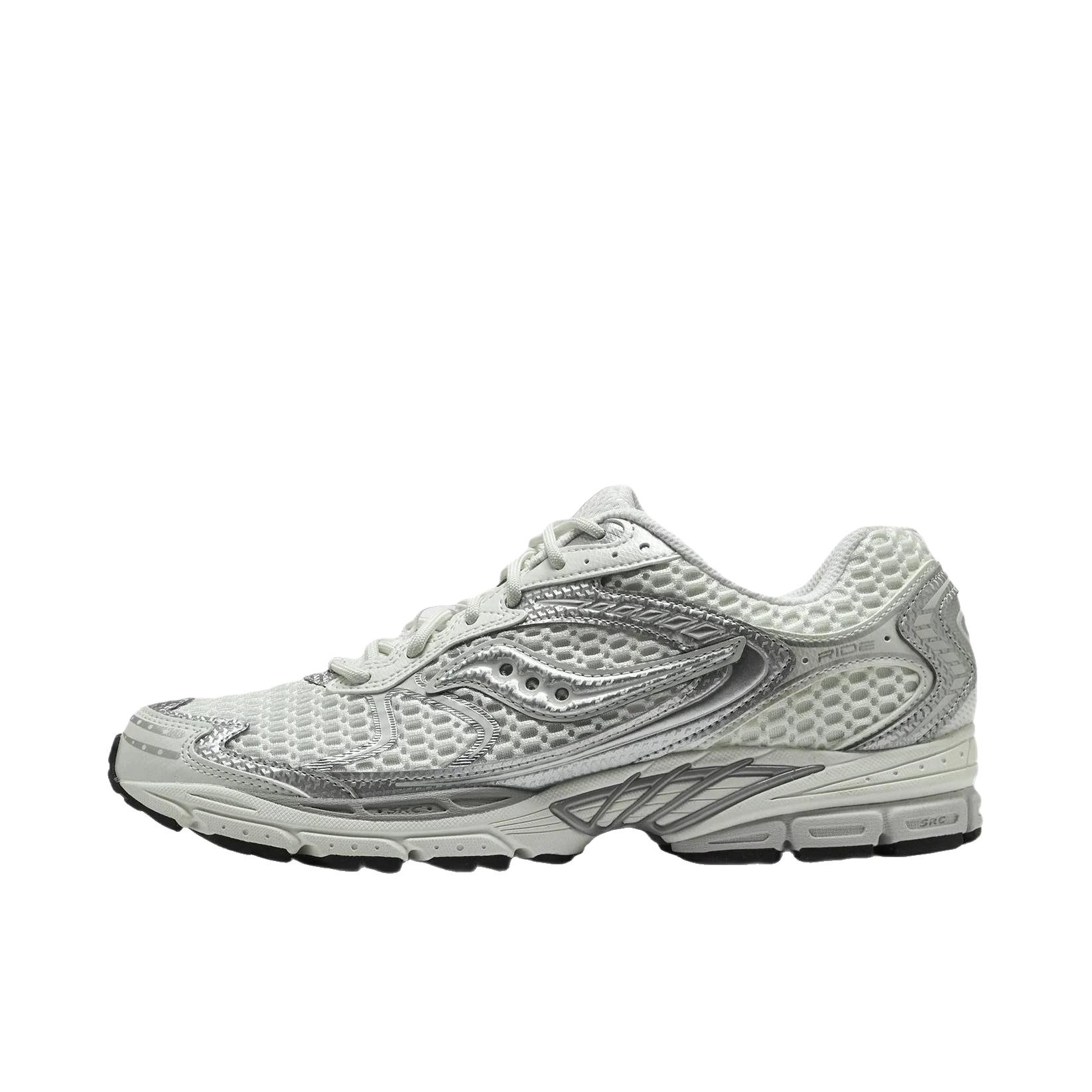 推荐商品：Saucony/索康尼 PROGRID RIDE 1 跑鞋 舒适防滑耐磨 银色/白色