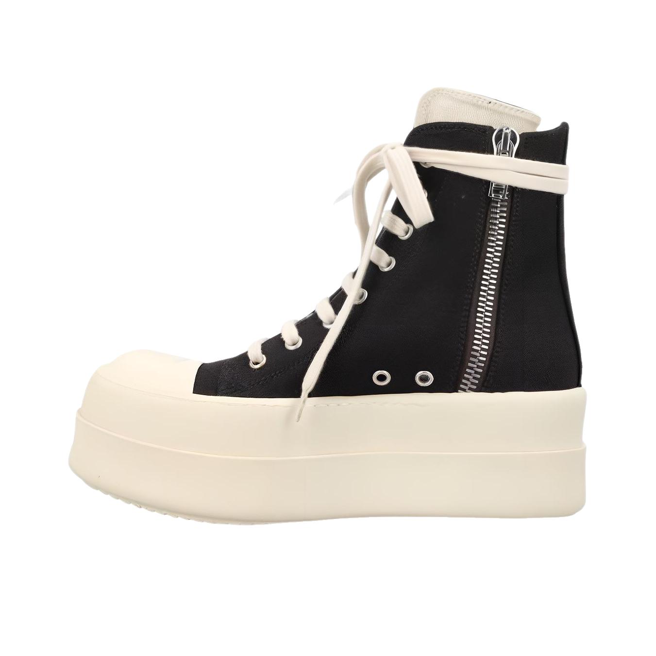 推荐商品：Rick Owens DRKSHDW 板鞋 舒适耐磨轻便厚底时尚百搭简约休闲圆头牛仔布织物 女款/深黑色/米色
