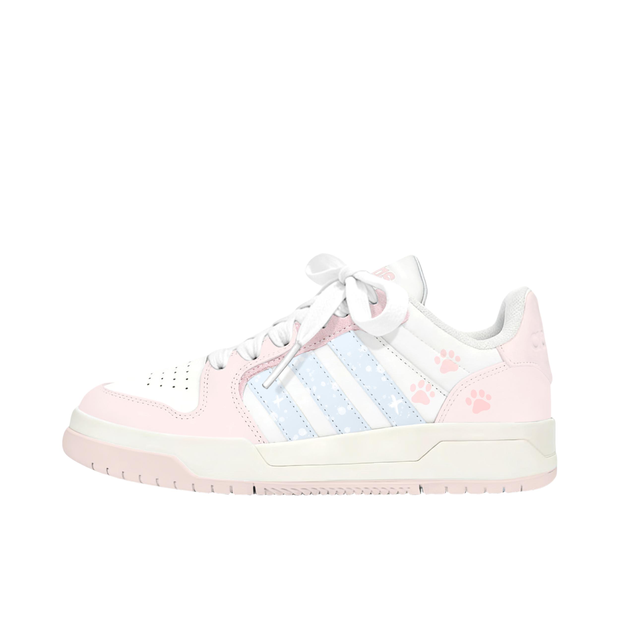 推荐商品：【定制球鞋】adidas neo Entrap 低帮 圆头 系带 防滑耐磨 百搭复古 简约时尚 板鞋 女款/雾粉漫踪