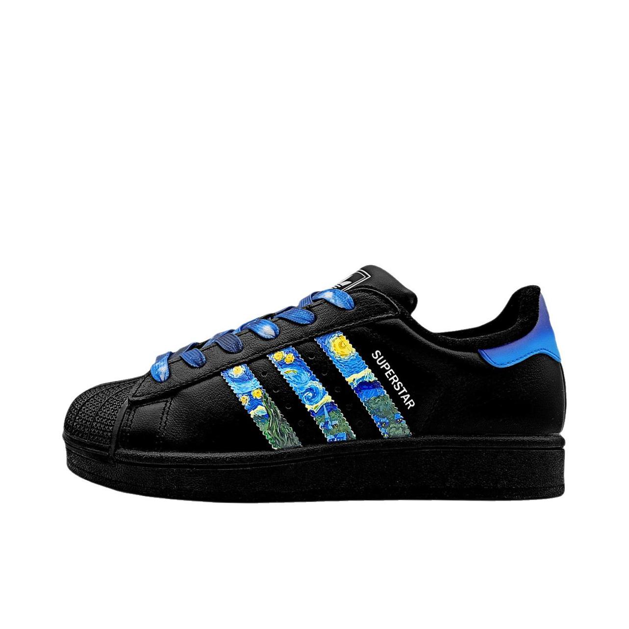 推荐商品：定制款 adidas Originals Superstar 2 板鞋 防滑减震低帮系带 星月夜