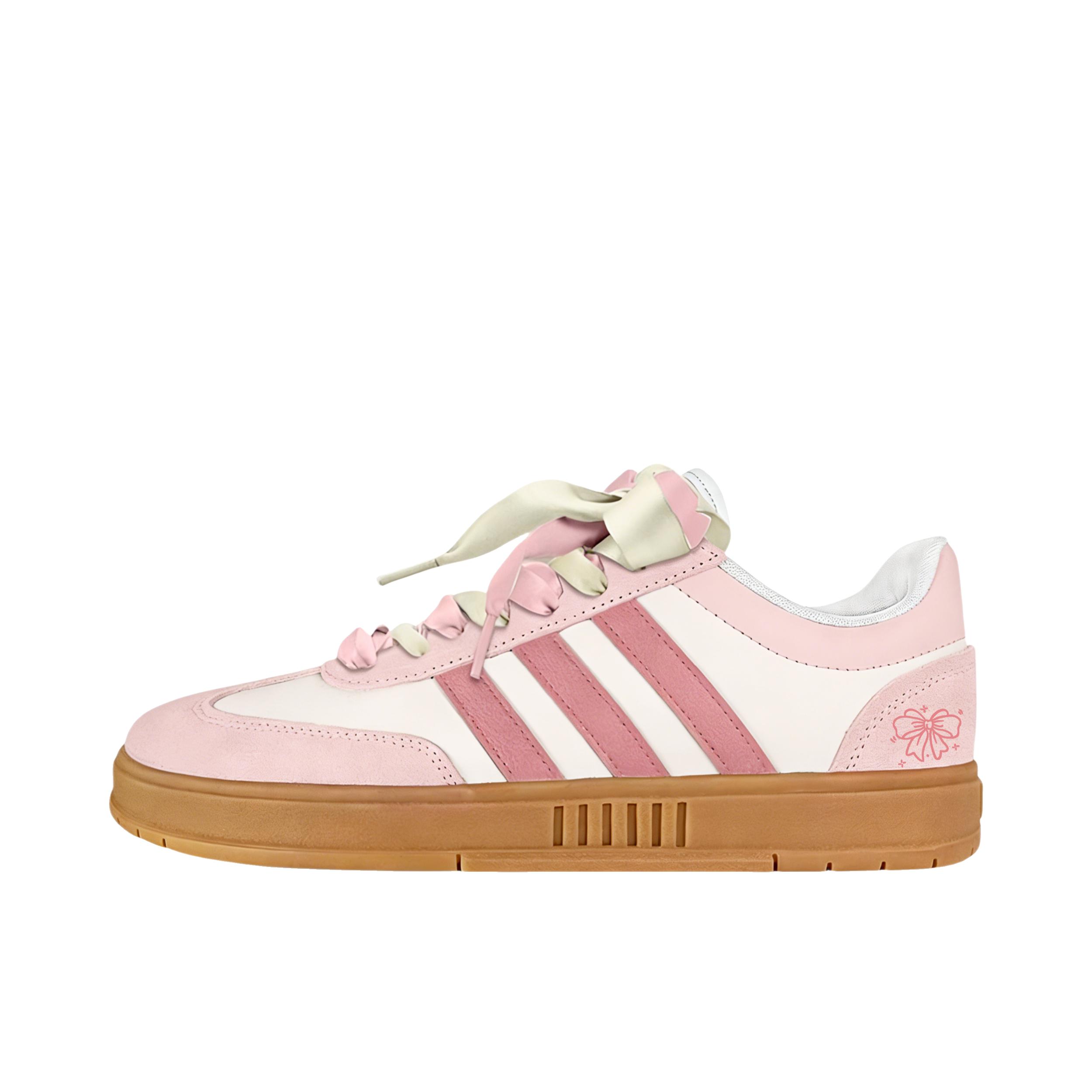 推荐商品：【定制球鞋】adidas neo Gradas 低帮 圆头 平跟 系带 板鞋 蕾丝蝴蝶结