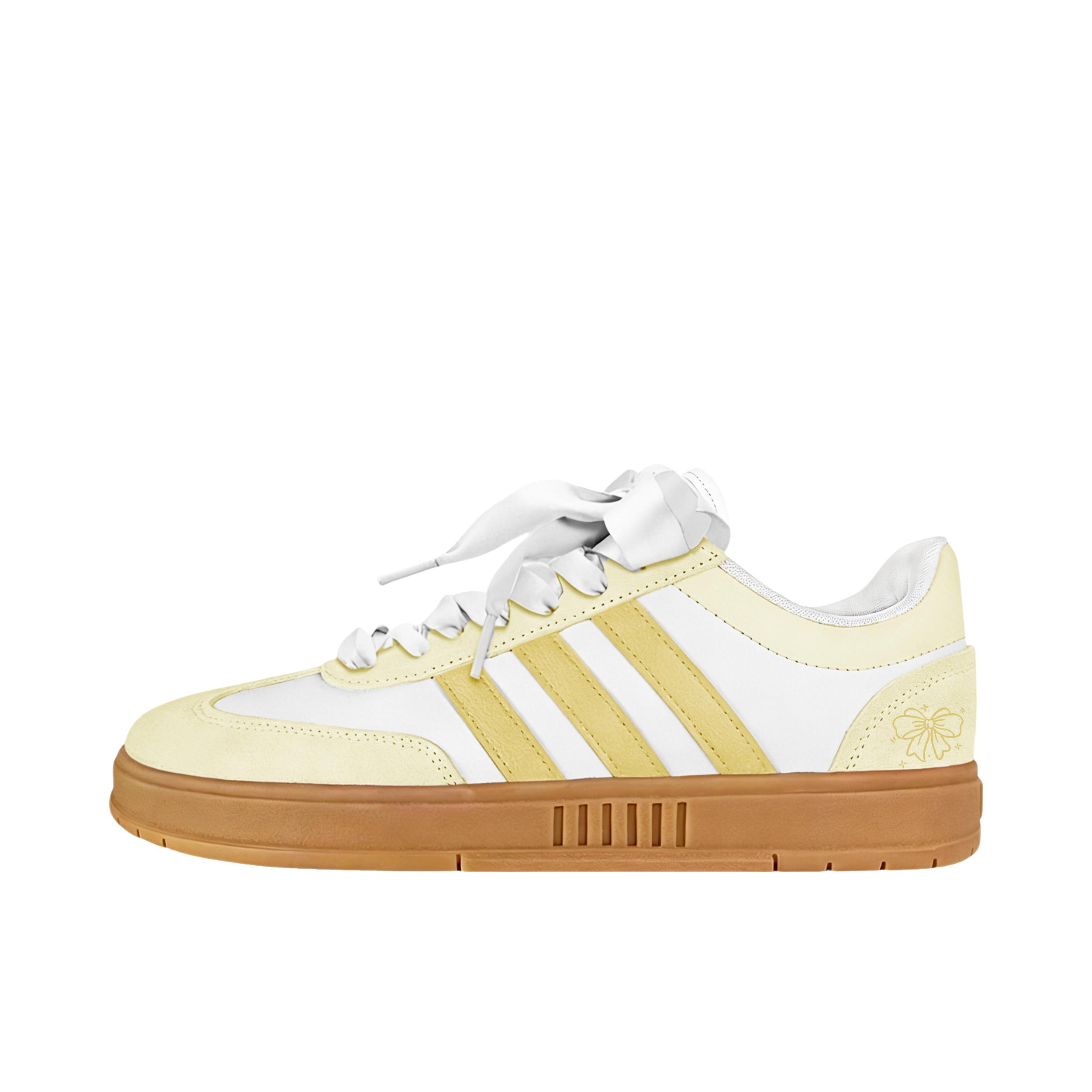 推荐商品：【定制球鞋】adidas neo Gradas 低帮 圆头 平跟 系带 板鞋 蜂蜜奶冻