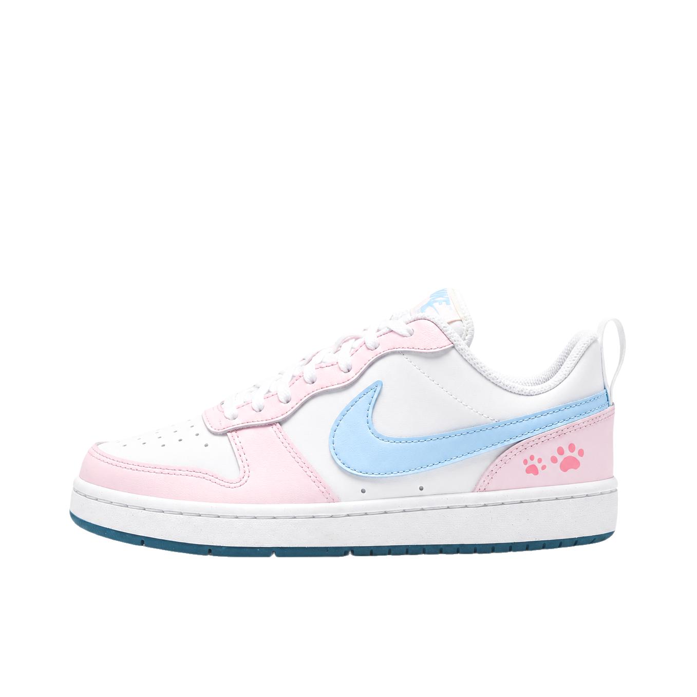推荐商品：【定制球鞋】 Nike Court Borough 2 板鞋 包裹性增高减龄解构风合成革美式防滑复古轻便 大童/海盐猫爪