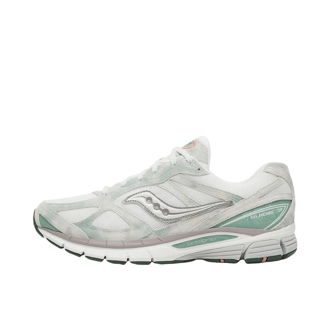 推荐商品：Saucony/索康尼 PROGRID GUIDE 7 跑鞋 耐磨复古美观缓震防滑千禧 白色/绿色