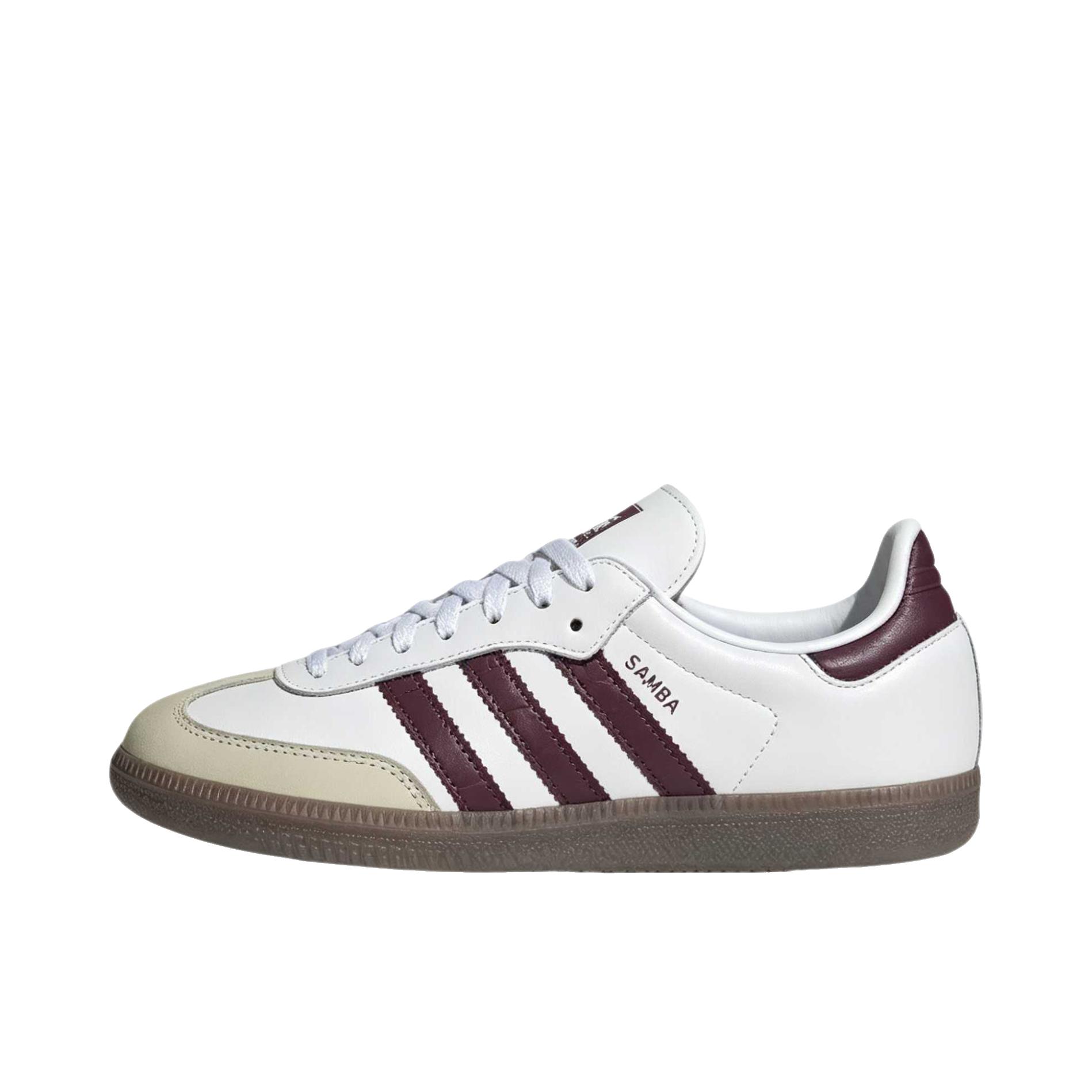 推荐商品：adidas Originals Samba OG T头鞋 板鞋 经典复古舒适百搭耐磨合成革圆头薄底贴合 云白色/酒红色/胶色