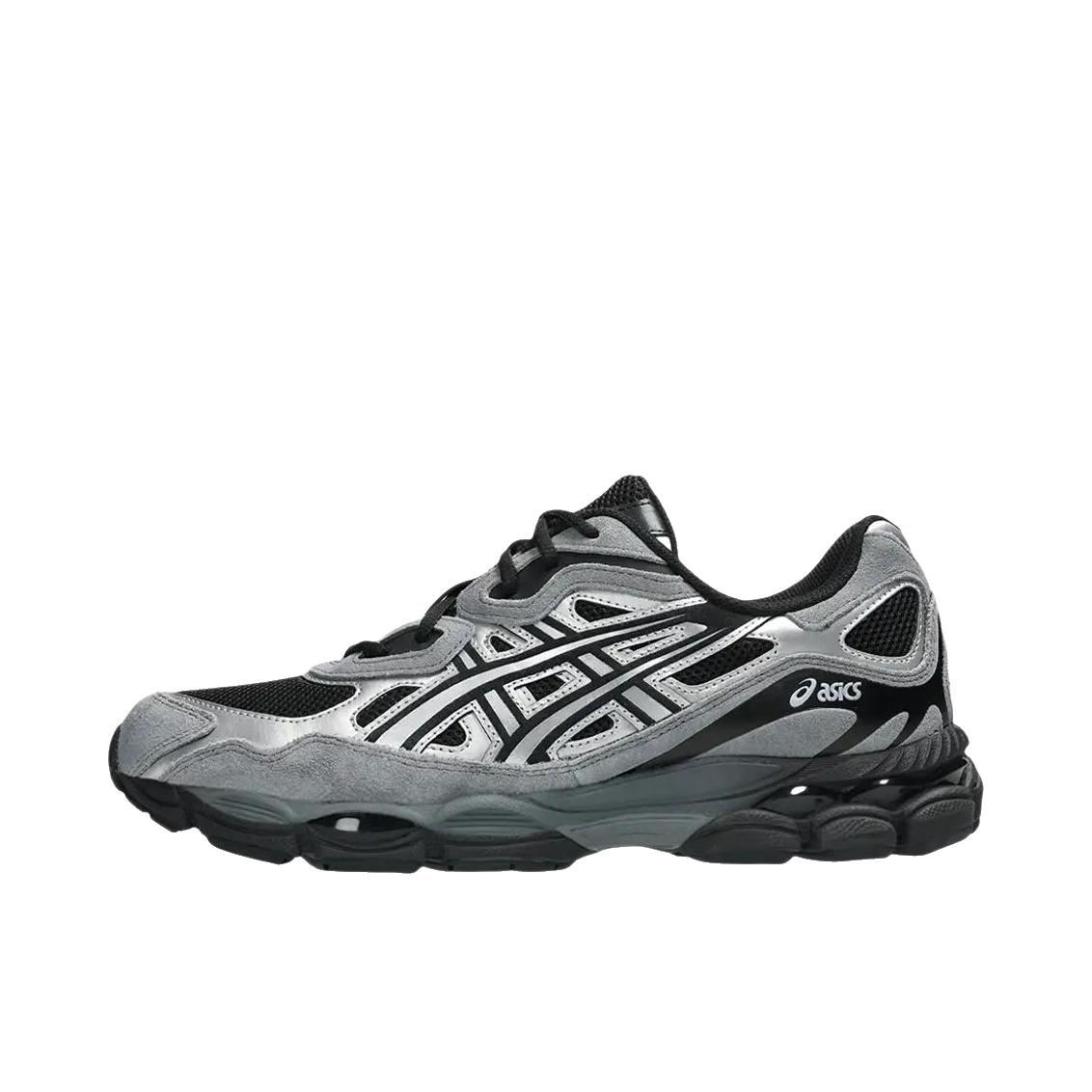 推荐商品：Asics/亚瑟士 Gel-NYC 跑鞋 圆头缓震防滑耐磨机能风复古潮流织物合成革贴合支撑耐穿 烟灰色/黑色