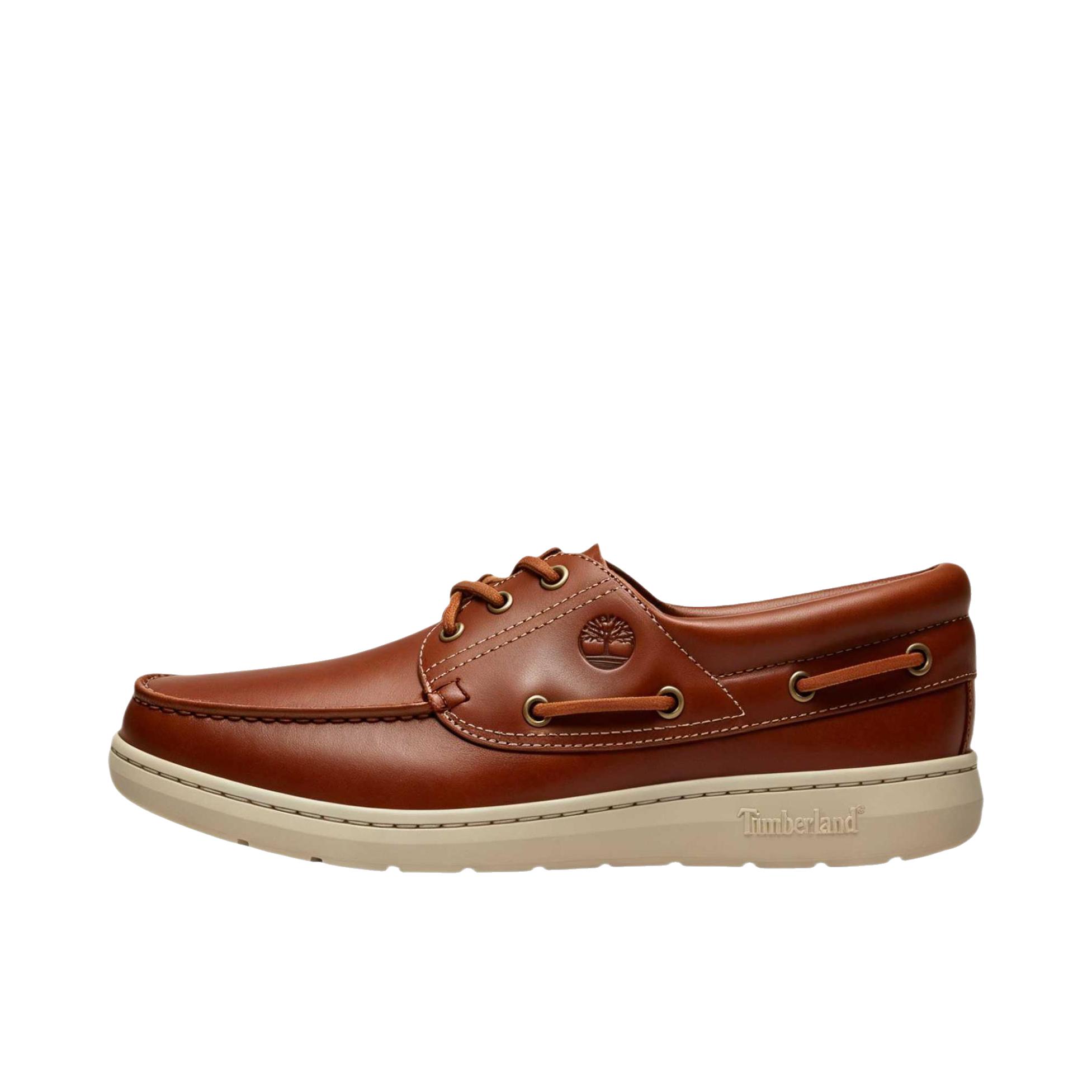 推荐商品：Timberland/添柏岚 Portofino Pier 皮鞋 皮革圆头平跟一脚蹬 棕色/米色
