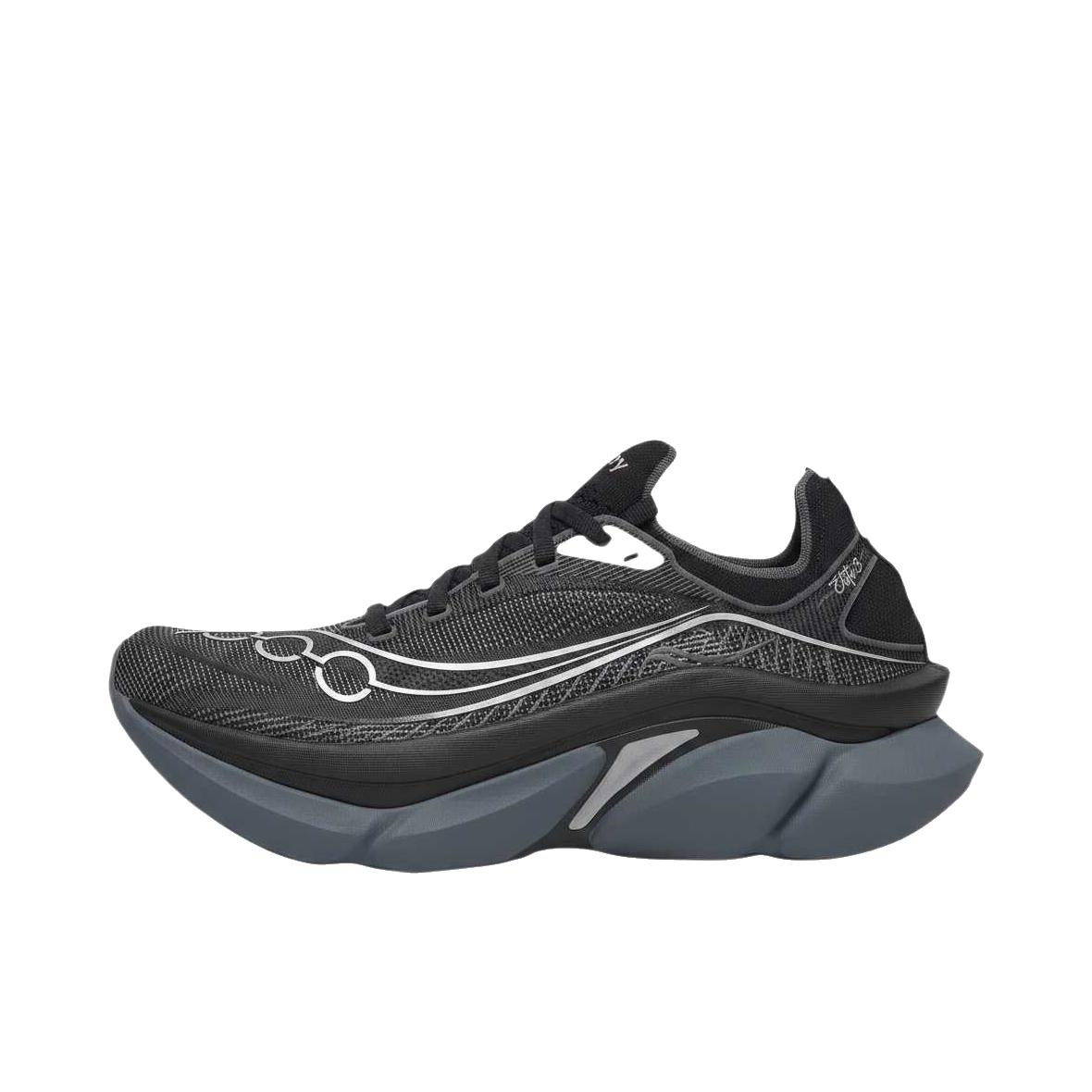 推荐商品：Saucony/索康尼 Endorphin Elite啡翼3 跑鞋 系带圆头厚底耐磨 黑色/枪灰色