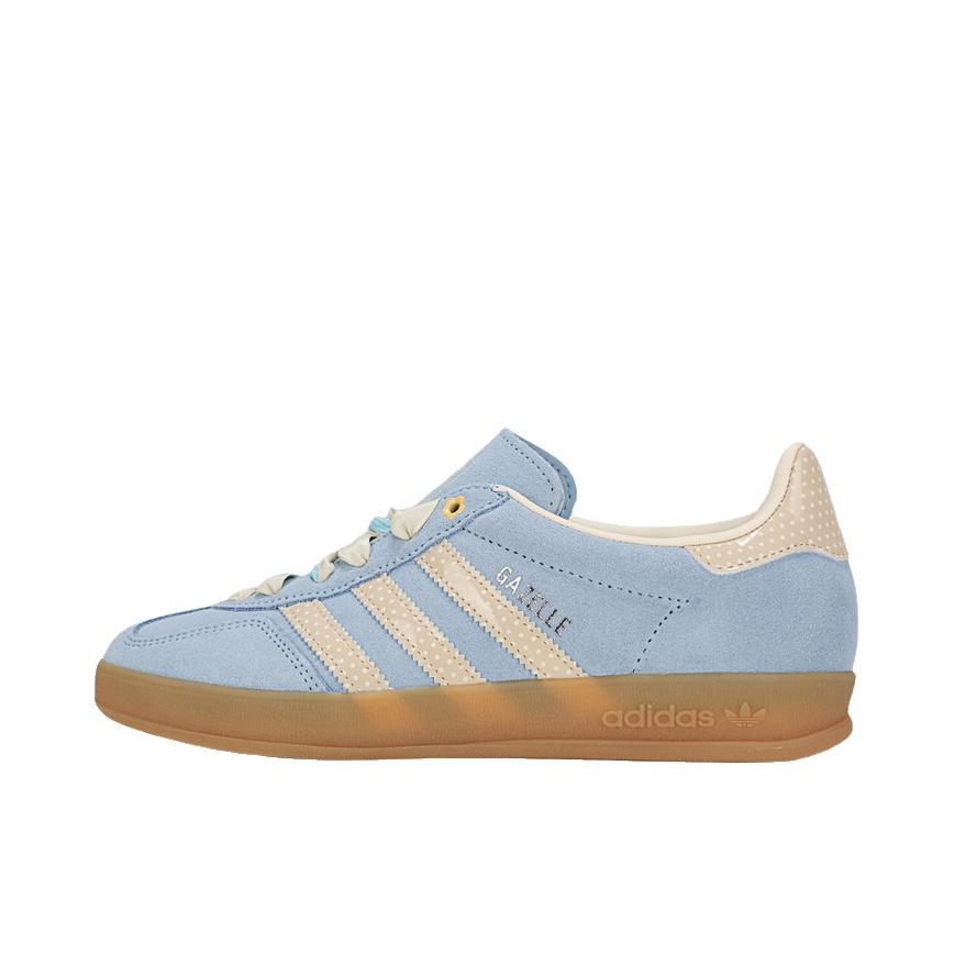 推荐商品：adidas Originals Gazelle Indoor T头鞋 德训鞋 板鞋 舒适缓震防滑耐磨绒面革复古 蓝色/纯白色