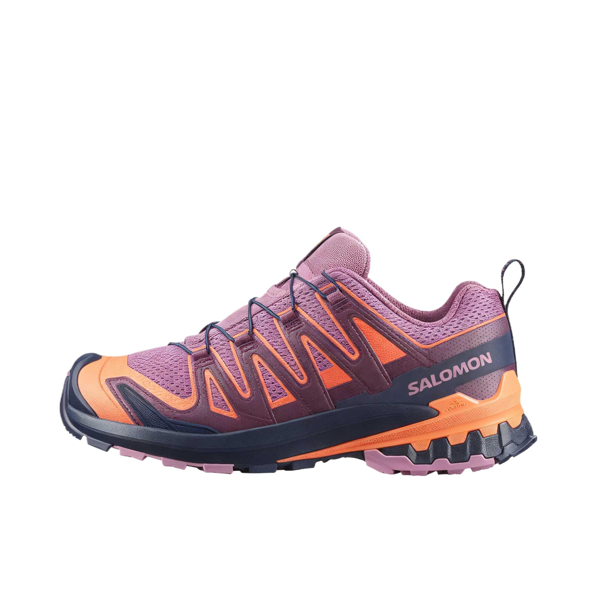 推荐商品：Salomon/萨洛蒙 XA Pro 3D V9 GTX 防滑耐磨 防水 网布 减震支撑 越野跑鞋 暗兰花/越橘色/油桃色