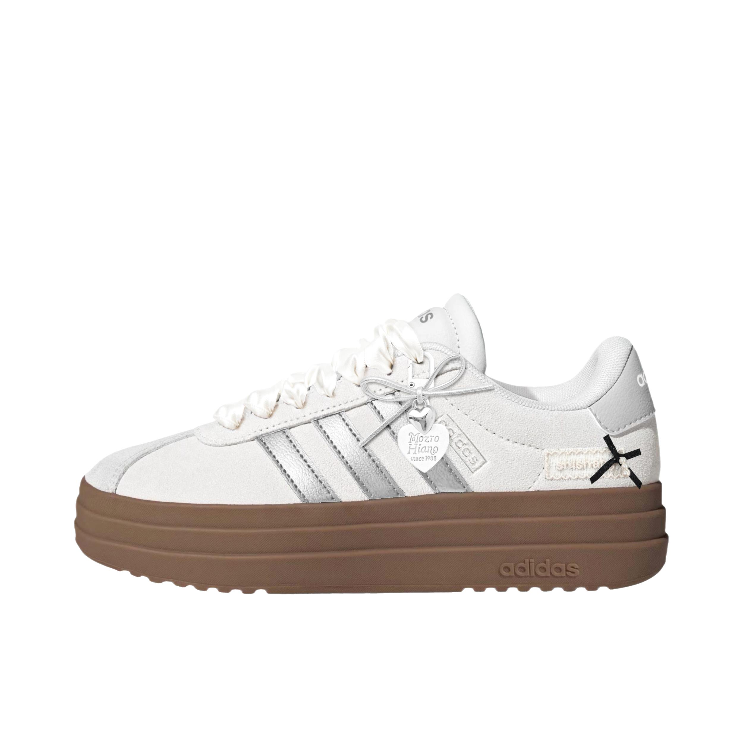 推荐商品：定制款 adidas VL Court Bold 板鞋 百搭低帮圆头系带 女款/银白德训鞋