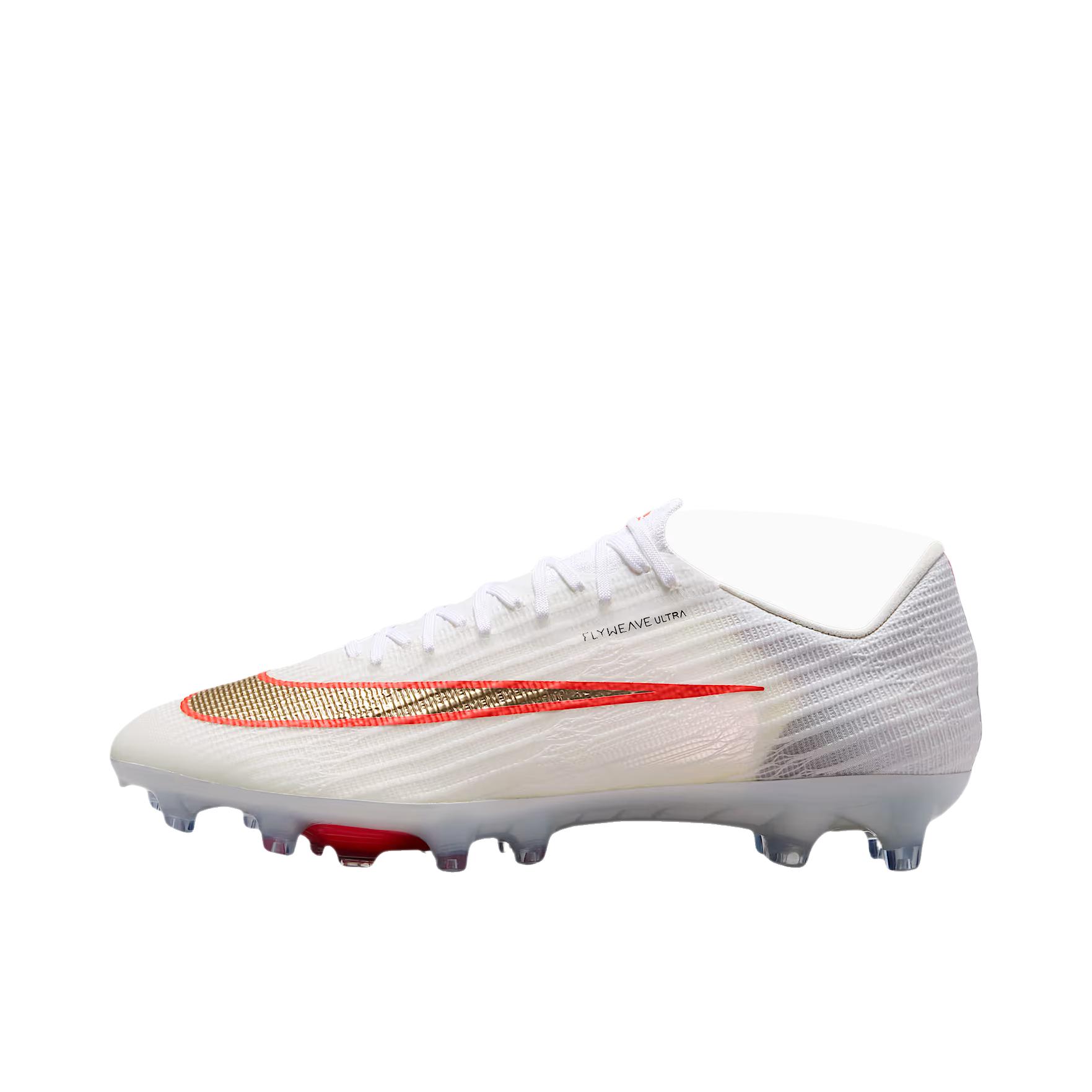 推荐商品：Nike Mercurial Superfly 11 Elite AG 足球鞋 回弹厚底圆头一脚蹬 白色/朦胧金/亮深红