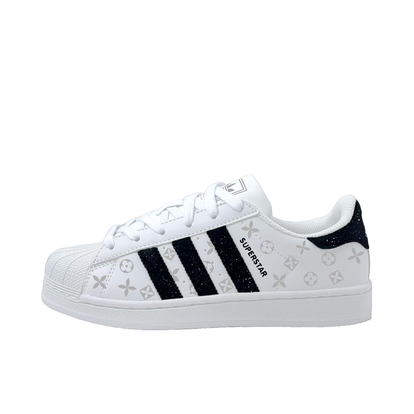 推荐商品：【定制球鞋】 adidas Originals Superstar 板鞋 防踢减震防滑耐磨百搭潮流时尚合成革贝壳头 女款/花影闪迹