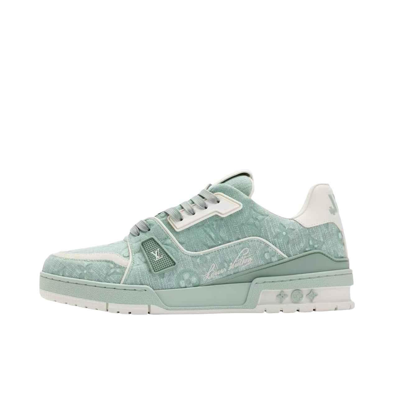 推荐商品：Louis Vuitton Trainer系列 时尚 牛皮 圆头 防滑 轻便 板鞋 浅绿色