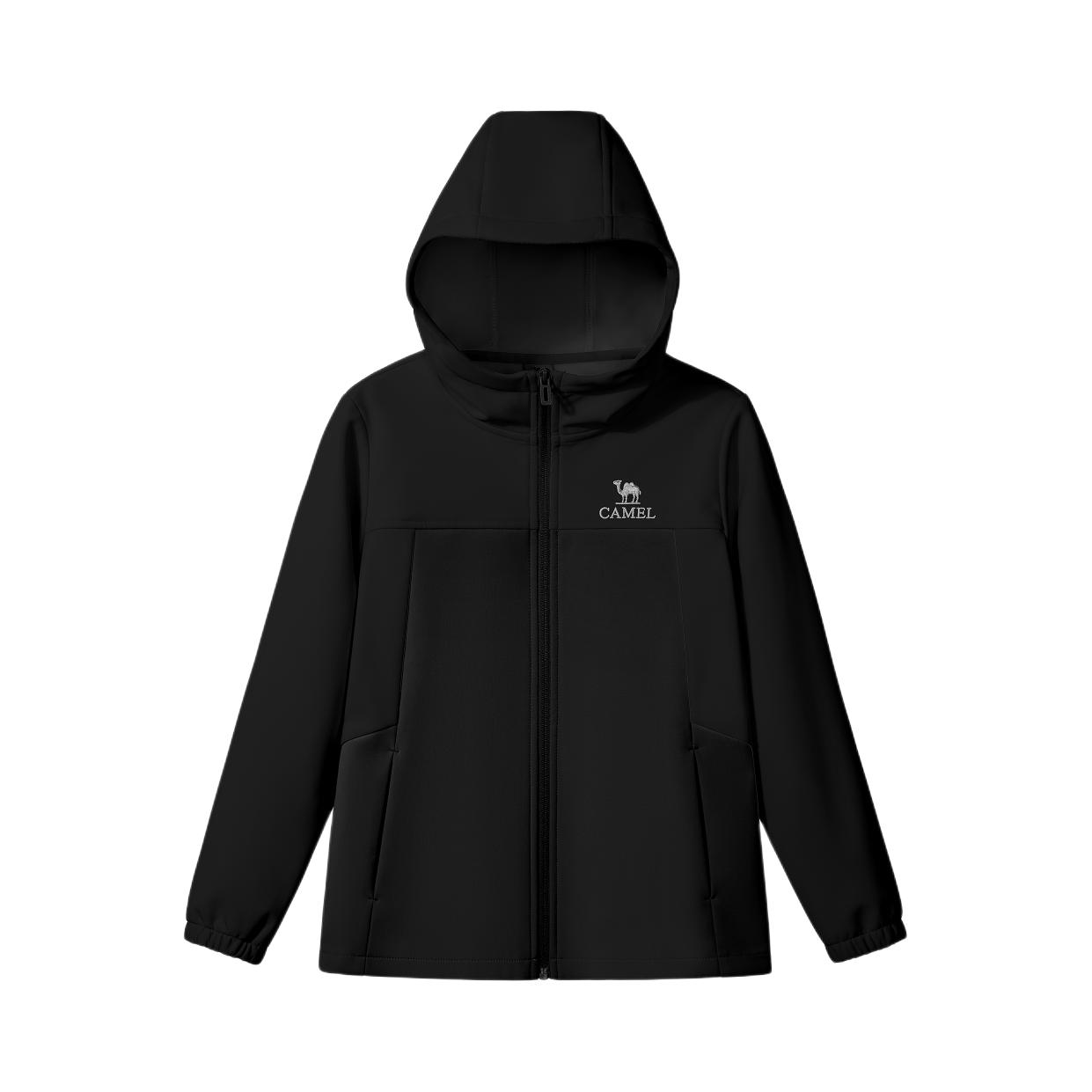推荐商品：Camel/骆驼童装 2026SS 防风拉链连帽冲锋衣 中大童 D66CR00011 幻影黑