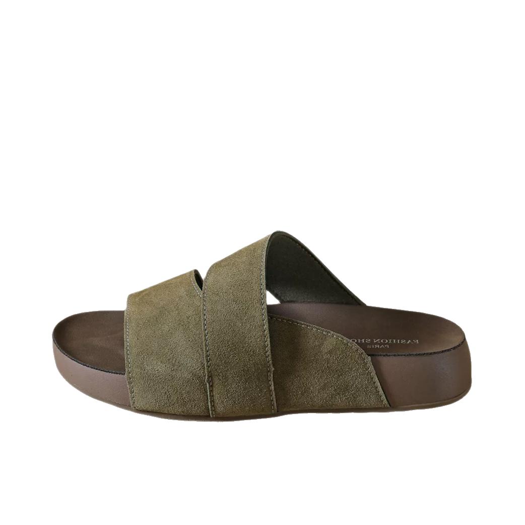 推荐商品：Birkenstock勃肯鞋 拖鞋复古真皮外穿休闲 升级版/女款/绿色