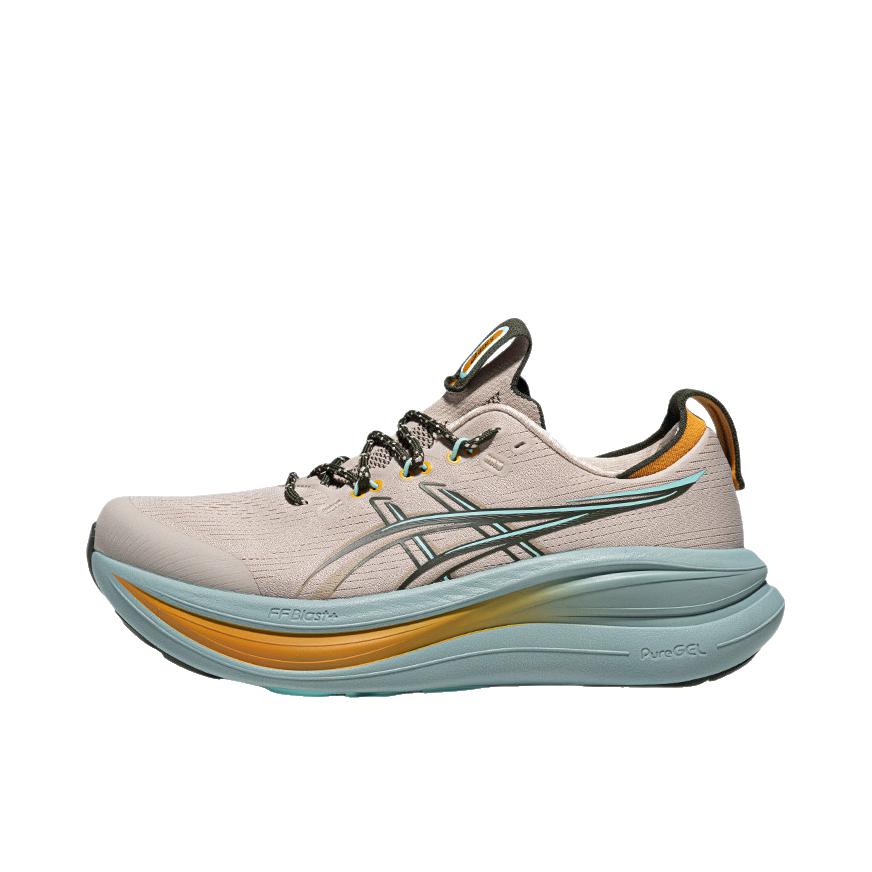 推荐商品：Asics/亚瑟士 GEL-NIMBUS 28 跑鞋 百搭时尚舒适圆头减震回弹夜跑轻便贴合支撑网面抓地慢跑缓冲缓震马拉松训练防滑冬季稳定竞速增高通勤鞋 浅棕色