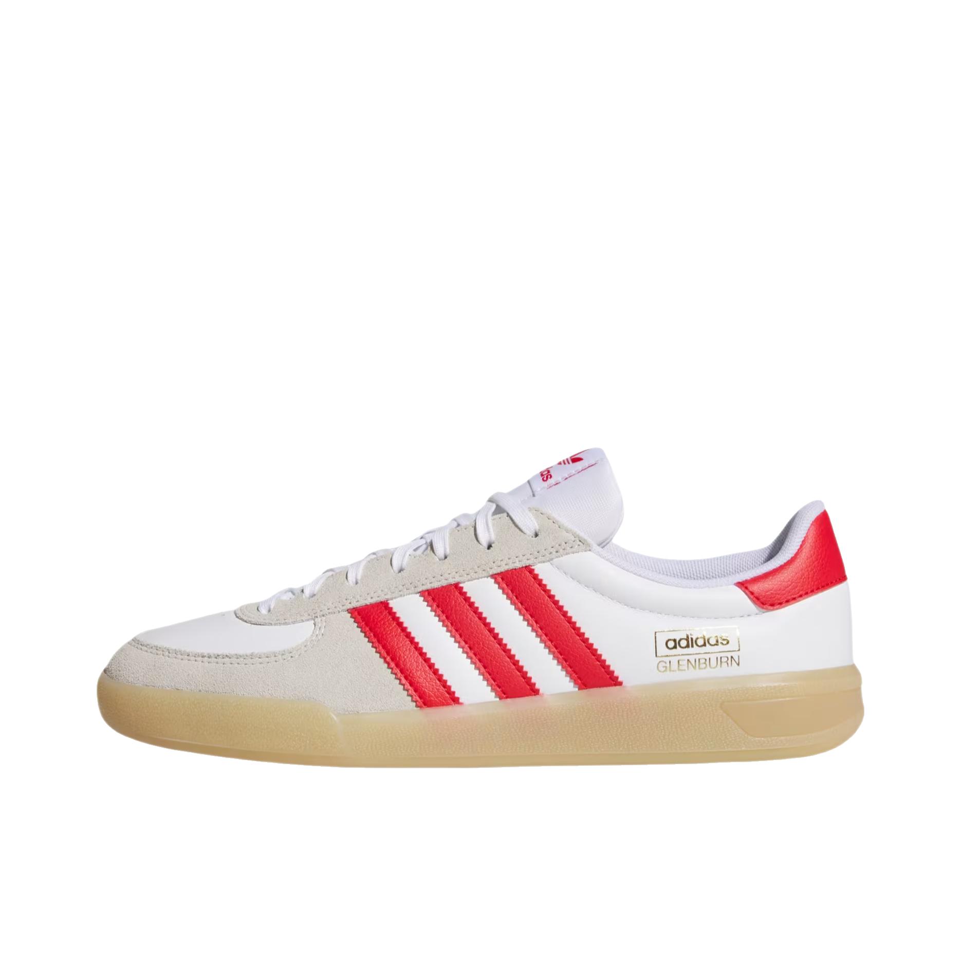 推荐商品：adidas Originals GLENBURN 板鞋 简约时尚舒适轻便贴合 云白色/亮红色/胶色