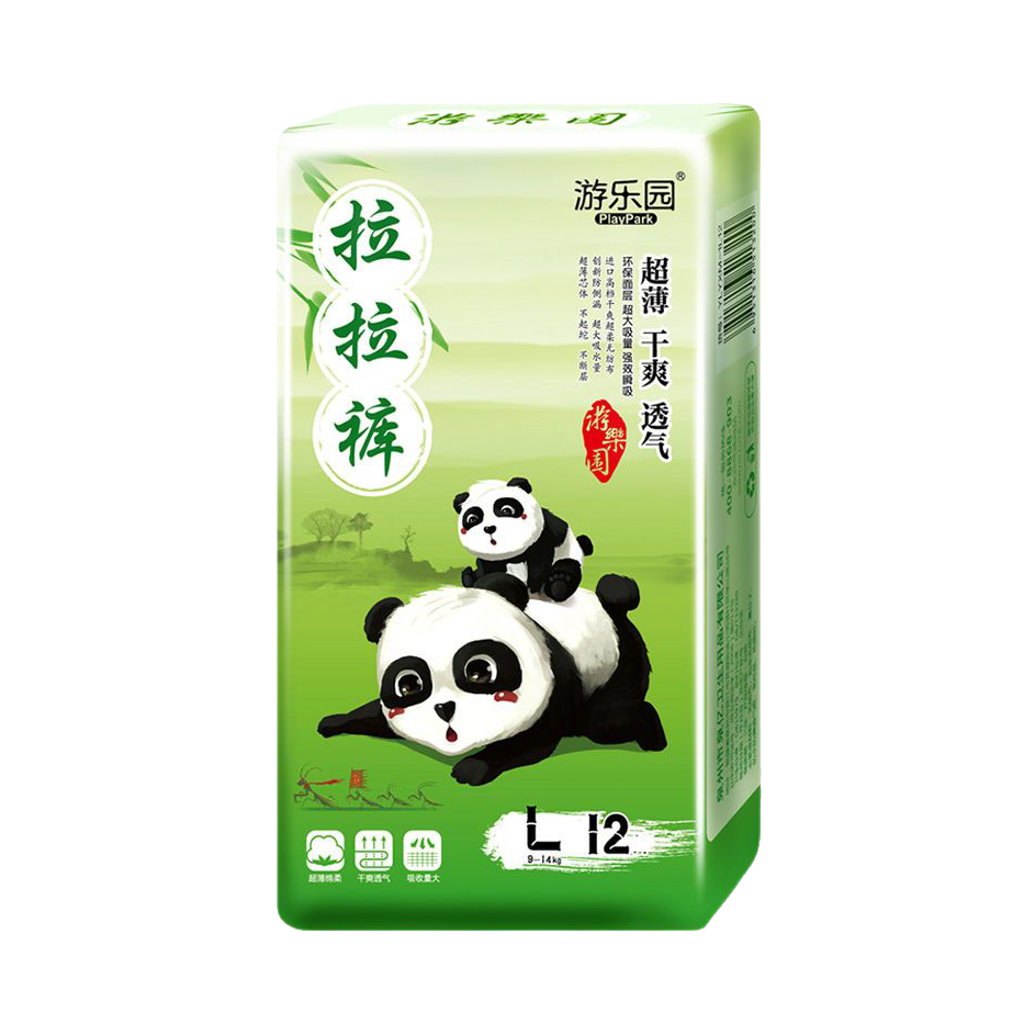 推荐商品：游乐园 熊猫拉拉裤L码 尿不湿超薄干爽透气