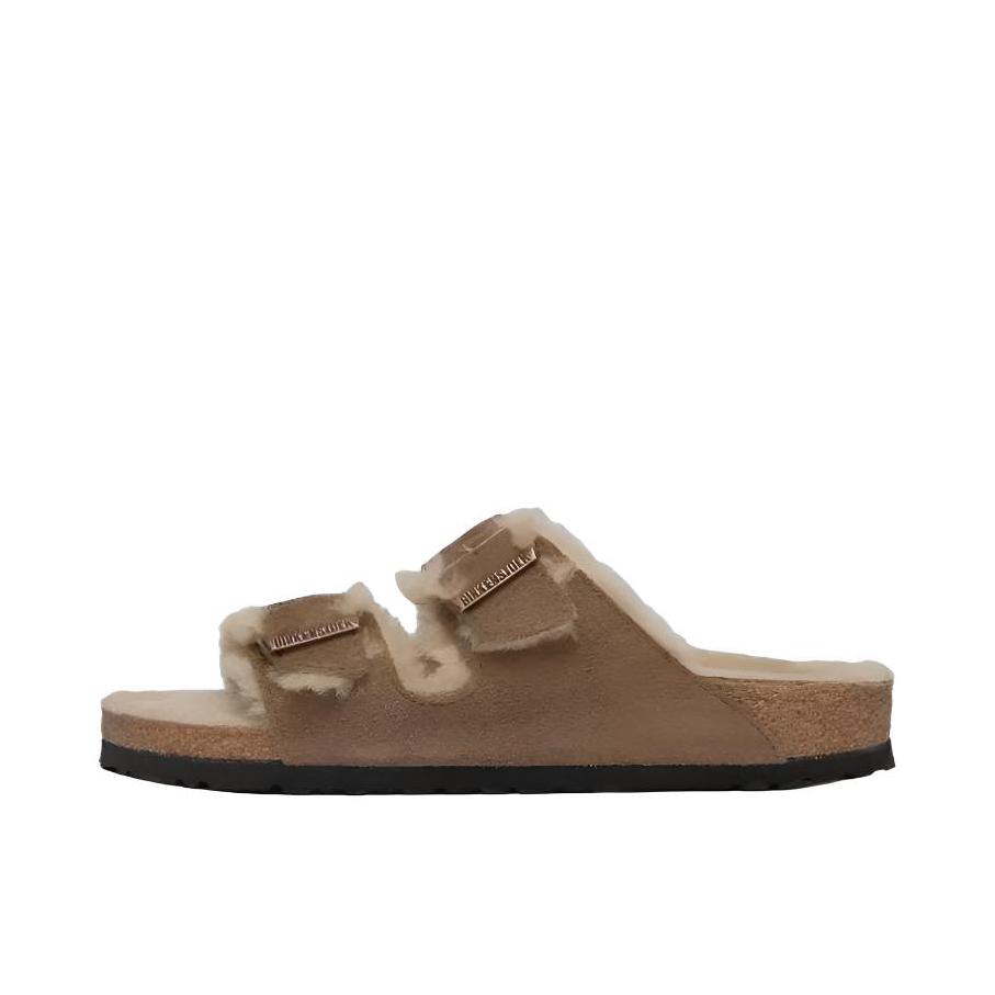 推荐商品：Birkenstock Arizona系列 时尚搭扣 简约 外穿 露趾 软底 双扣 绒面革防磨 勃肯鞋 拖鞋 加绒/棕色 