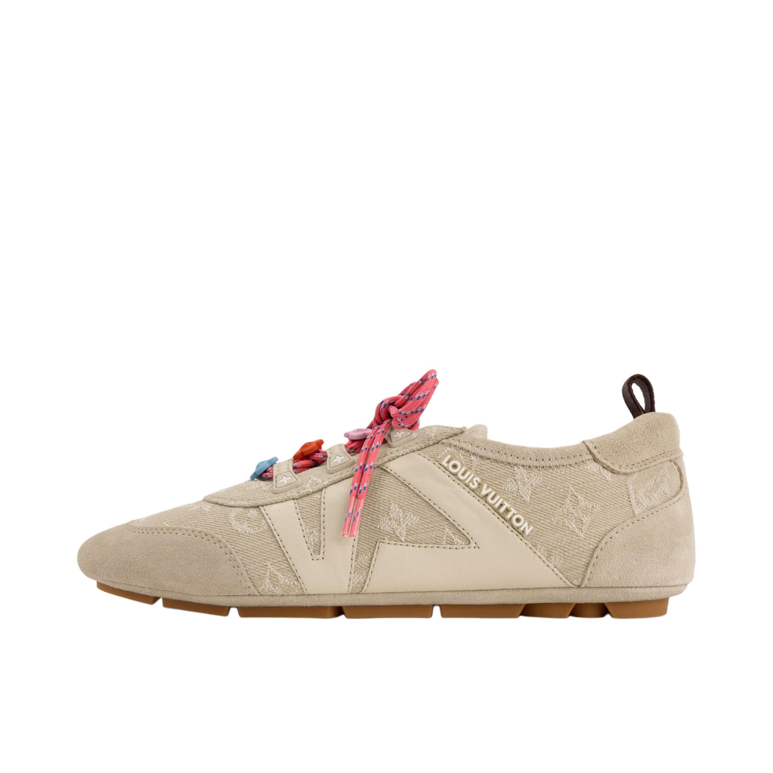 推荐商品：Louis Vuitton/路易威登 Sneakerina 运动休闲鞋 徳训鞋 羊皮革圆头系带低帮芭蕾风 米色