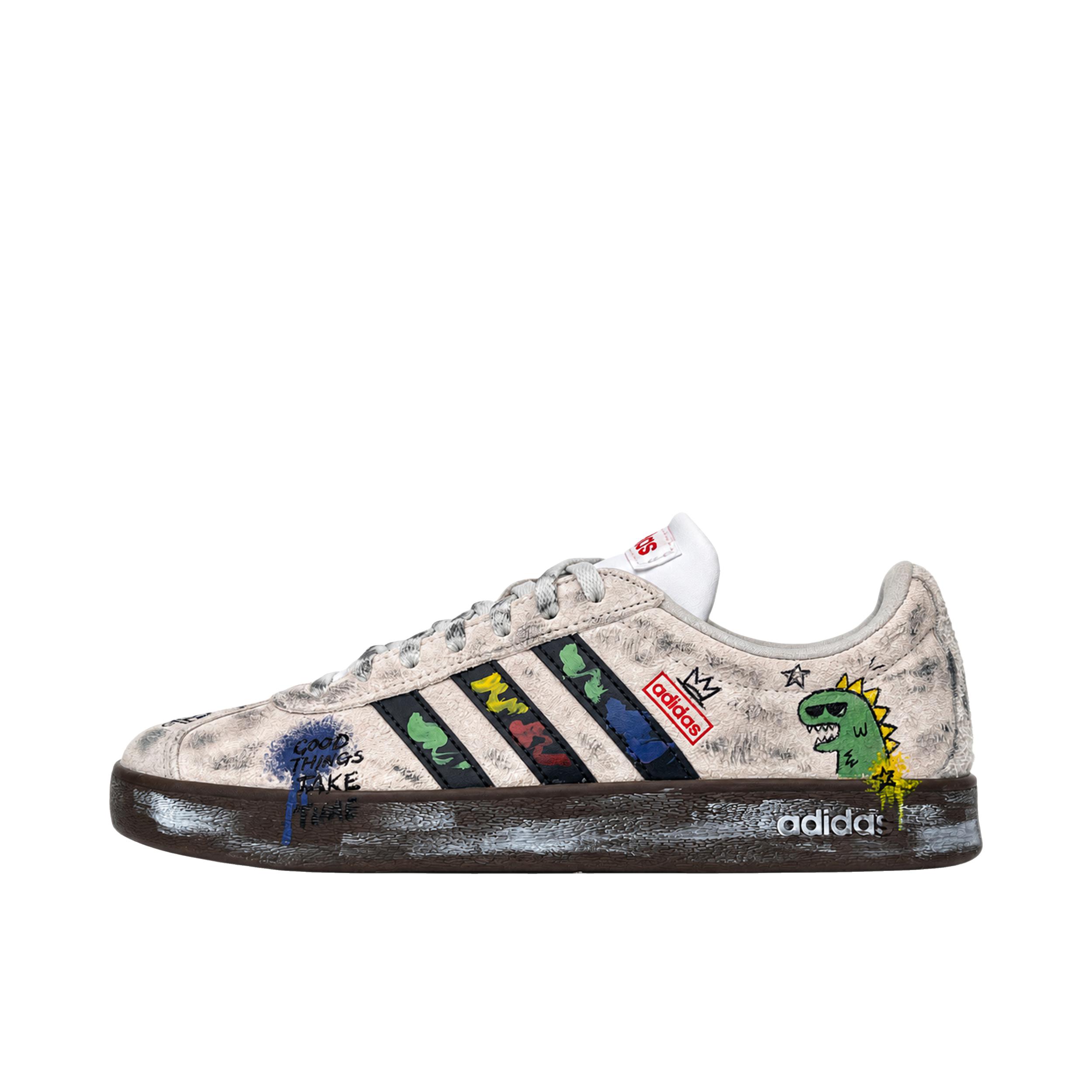 推荐商品：【定制球鞋】Adidas neo VL Court 2.0 德训鞋 板鞋 复古轻便耐磨芭蕾风甜美文艺抗冲击性防水 小恐龙
